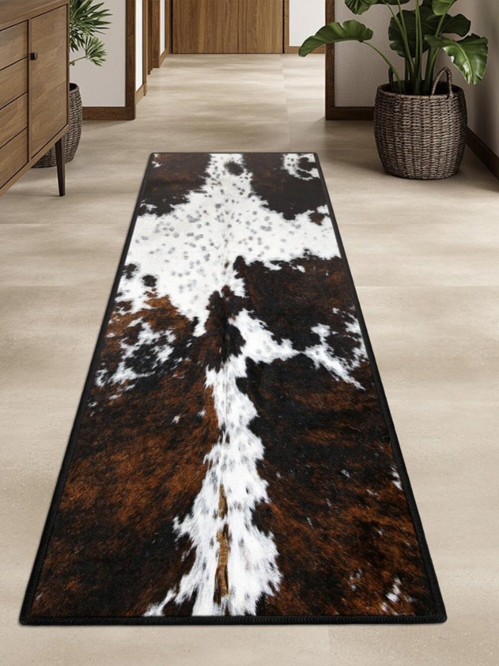 Western Cowhide Print Runner Rug 2x6 for Hallway Farmhouse Home Decor Throw